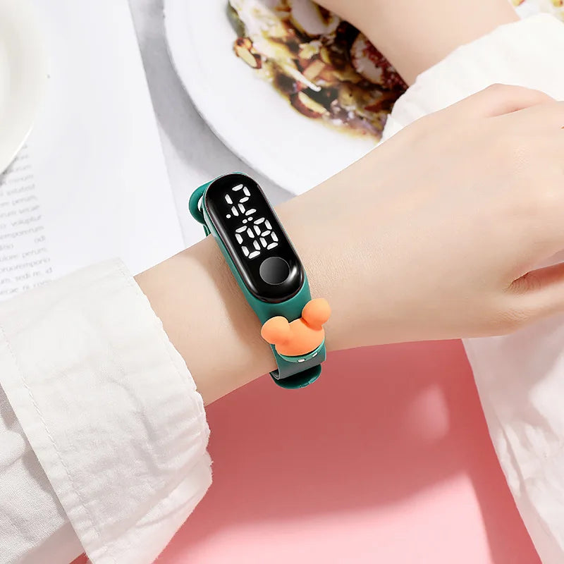 Kids' Fashion LED Watch – Mickey & Spiderman Design, Waterproof Sports Bracelet