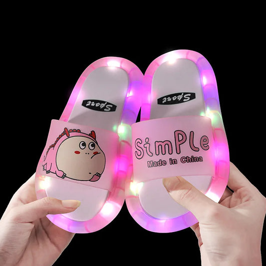 Kids' Cartoon Animal Light-Up Slippers – Cute Bathroom Shoes for Toddlers & Gifts