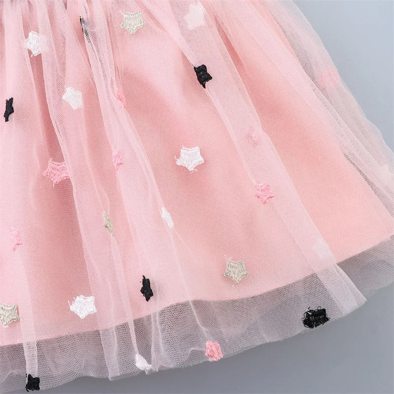 Baby Girl Summer Dress (0–4Y) – Tulle, Denim Cotton, Ruffle Sleeves – A458