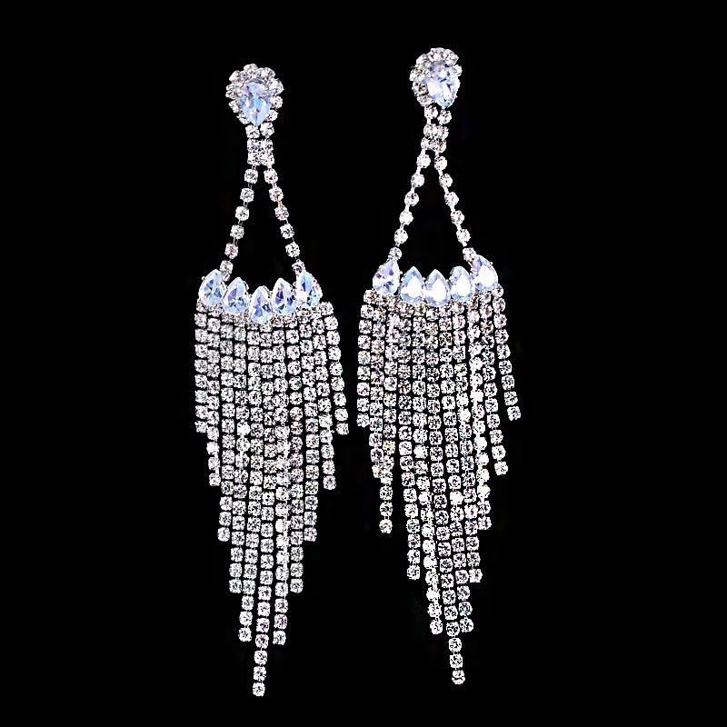 Shiny Crystal Zircon Drop Earrings for Women Geometric Tassel Vintage Pendant Fashion Jewelry