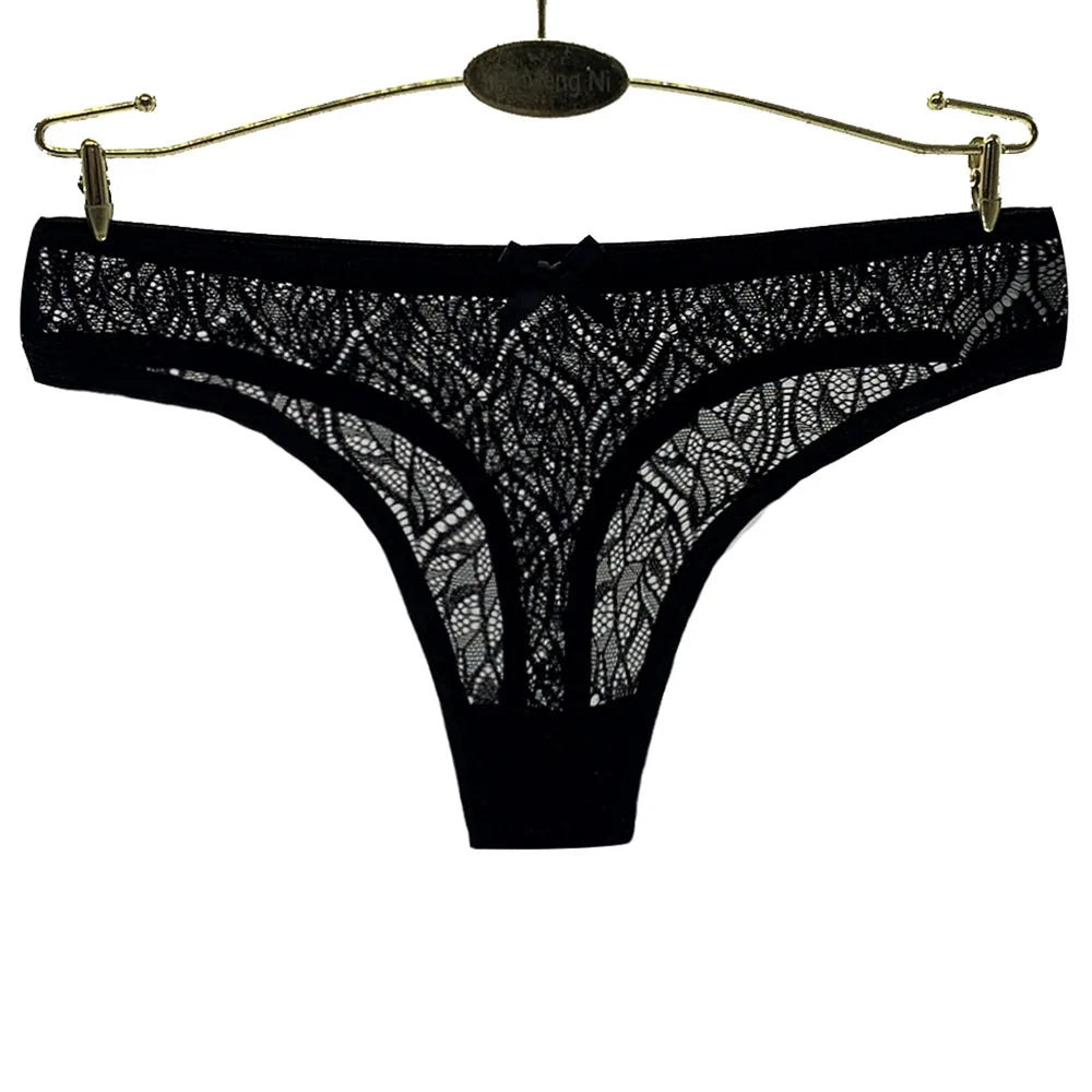 Sexy Low-Waist Lace Silk Panties – Breathable, Quick-Dry, Cotton Crotch