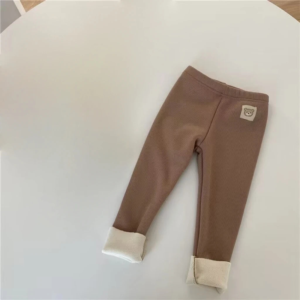 1pc Autumn Winter Girls Thermal Leggings Baby Plush Trousers