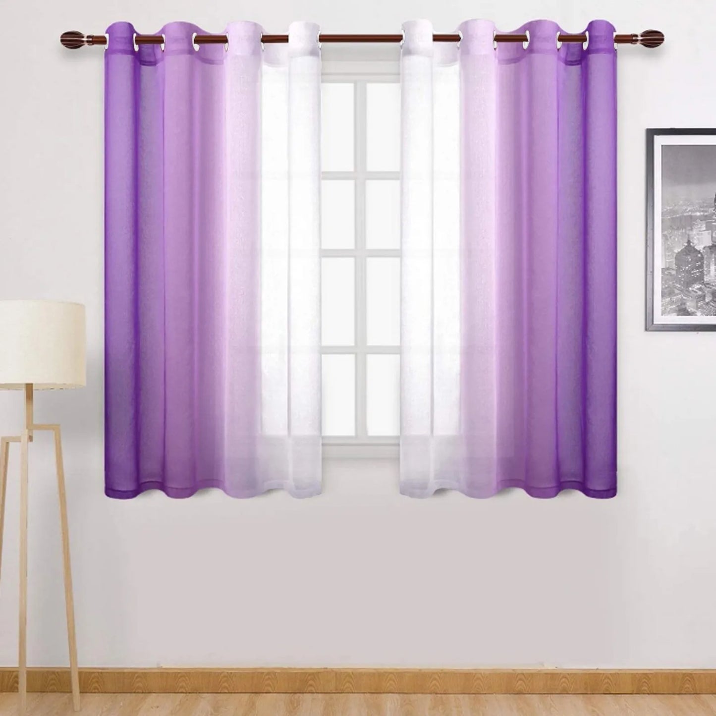 Gradient Blackout Curtains – Light-Filtering Faux Grommet Drapes for Bedroom & Living Room