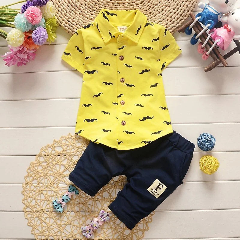 Summer Boys' Printed Shirt & Shorts Set – Cotton Baby Outfit