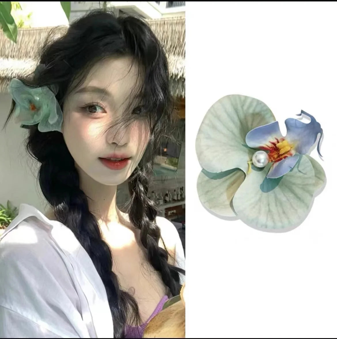 Phalaenopsis Flower Hair Clip – Elegant Floral Barrette for Girls