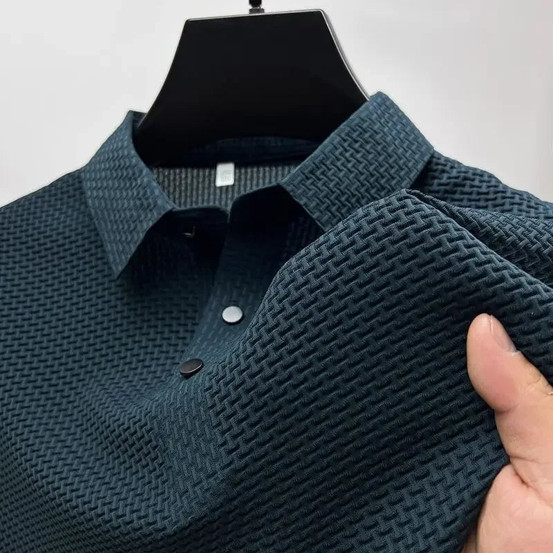 Men's Summer Polo Shirt – Breathable Ice Silk, Short-Sleeved, Fashionable & Comfortable