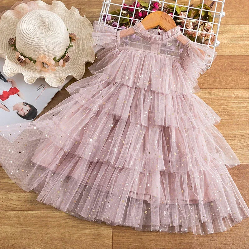 2025 Summer Girls Sequin Princess Dress for 3–8Y