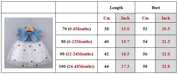 Baby Girl Summer Dress (0–4Y) – Tulle, Denim Cotton, Ruffle Sleeves – A458