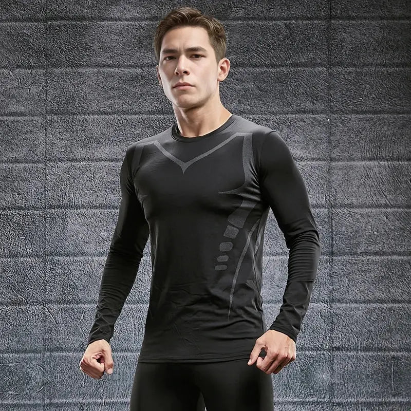 Men’s Quick-Dry Compression Sports Top — Long Sleeve for Running, Cycling, Fitness & Training