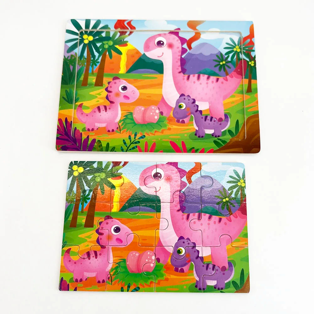 12-Piece Wooden Animal Jigsaw Puzzle – Montessori Educational Toy for Baby or Kids