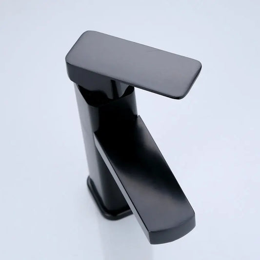 Black/Chrome Deck-Mounted Mixer Faucet – Hot & Cold for Sink