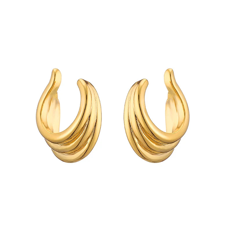 HECHENG Gold Round Clip-On Ear Cuff for Women – Non-Pierced Jewelry
