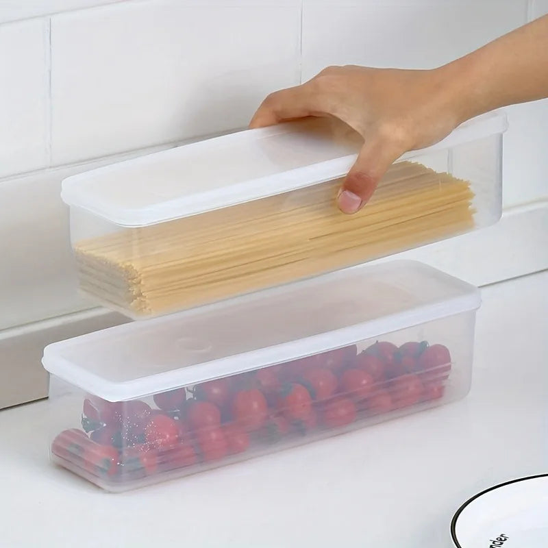 4-Pack Long Plastic Food Storage Containers – Reusable Fridge Organizers