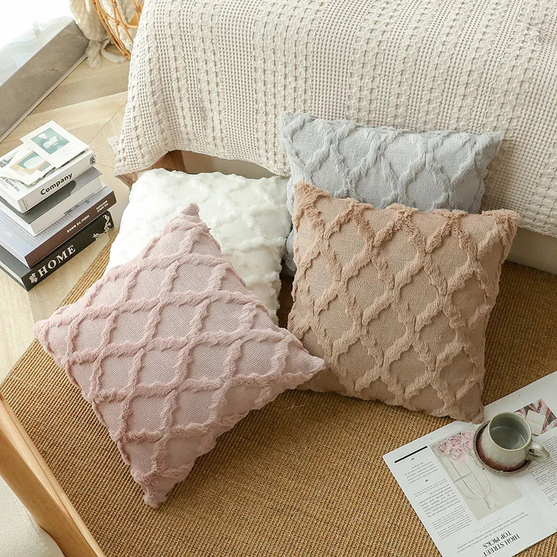 Soft Plush Wool Cushion Covers – Luxury European Style for Sofa & Bedroom