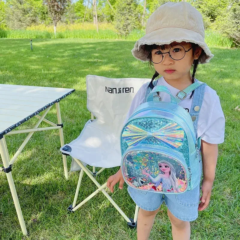 Disney Frozen Elsa & Anna Sequin Backpack – Glittery PU Leather, Kawaii School & Travel Bag for Girls, Perfect Christmas Gift.