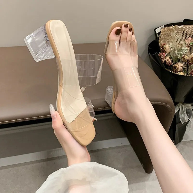 Summer Women’s PVC Jelly Pumps · Transparent High Heel Sandals · Open Toe Perspex Slippers