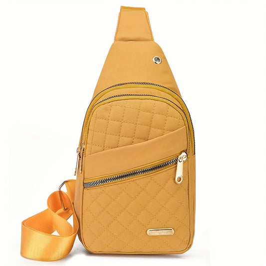 Large Capacity Women's Chest Bag – Embroidered, Adjustable, Nylon