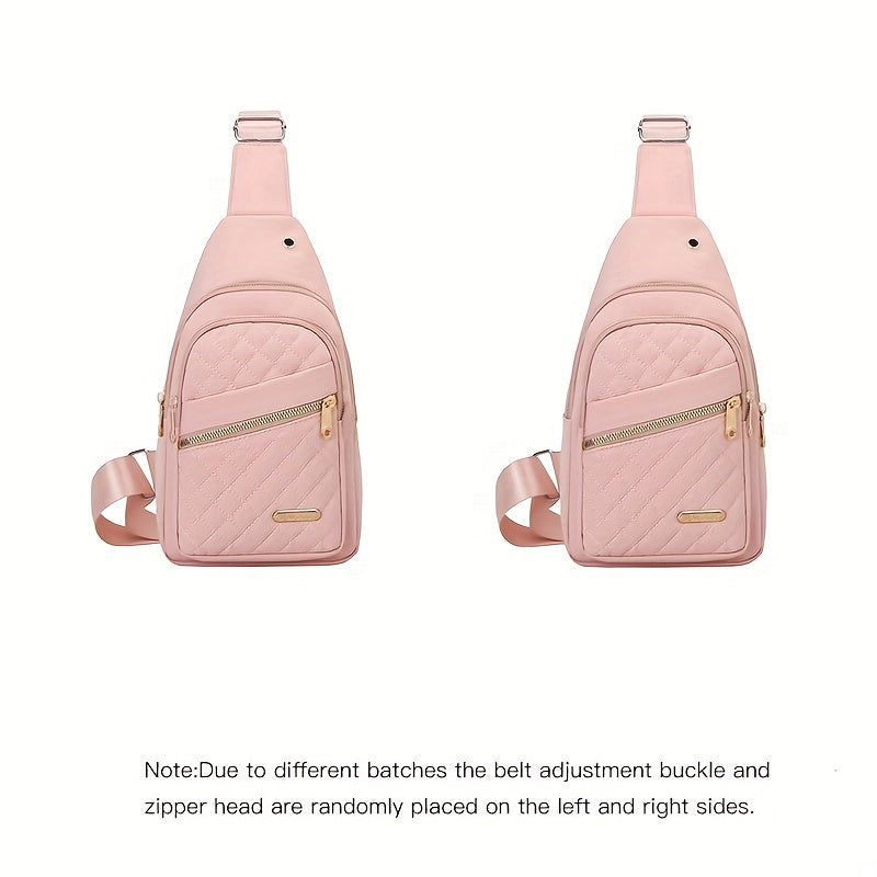 Large Capacity Women's Chest Bag – Embroidered, Adjustable, Nylon