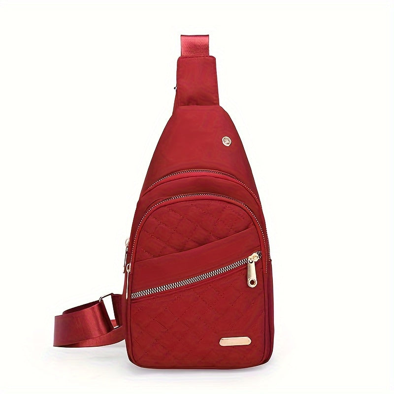 Large Capacity Women's Chest Bag – Embroidered, Adjustable, Nylon