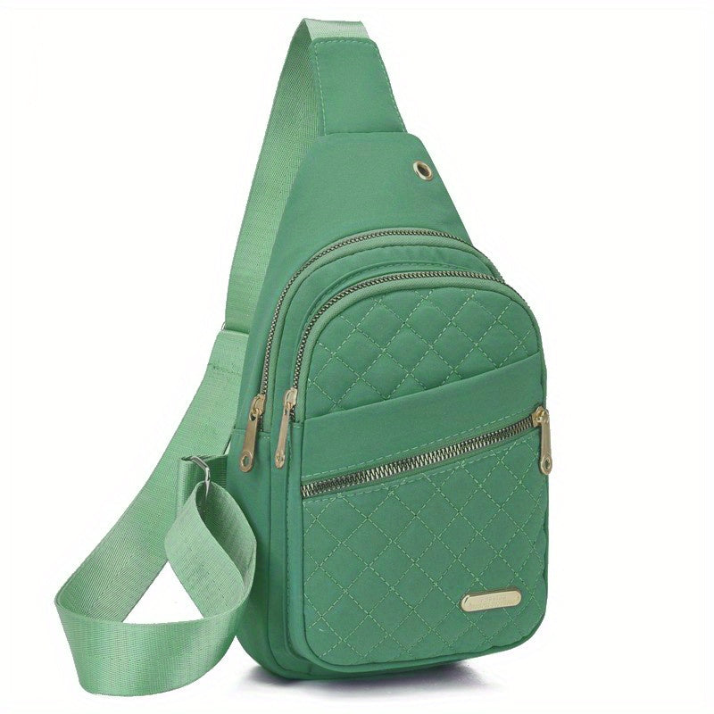 Large Capacity Women's Chest Bag – Embroidered, Adjustable, Nylon