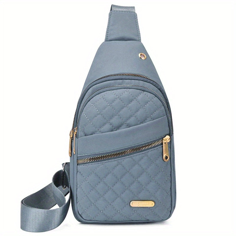 Large Capacity Women's Chest Bag – Embroidered, Adjustable, Nylon