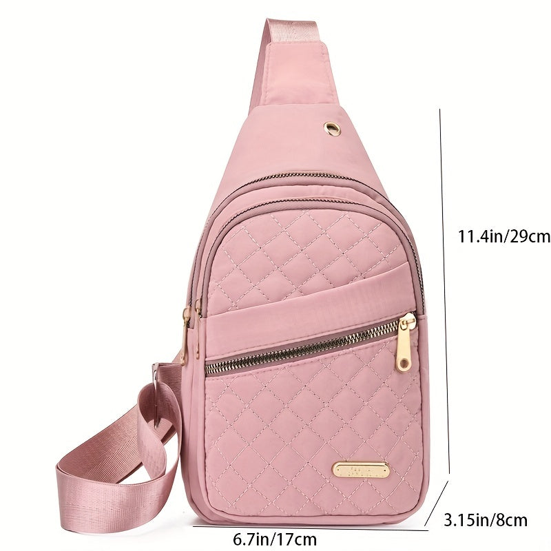 Large Capacity Women's Chest Bag – Embroidered, Adjustable, Nylon