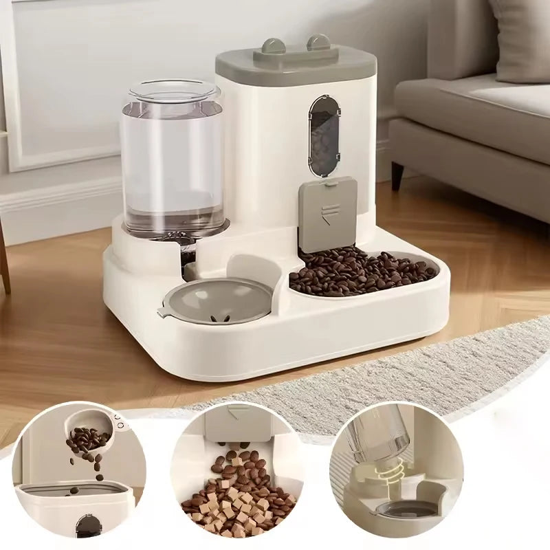 Large-Capacity Pet Feeder with Automatic Water Dispenser for Cats & Dogs