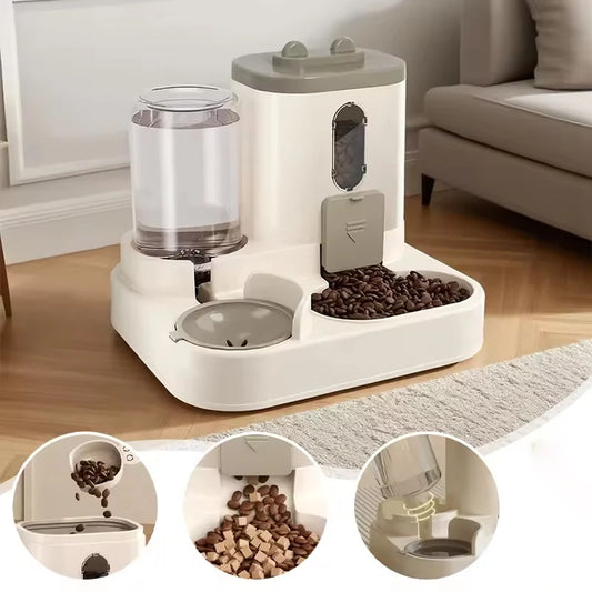 Large-Capacity Pet Feeder with Automatic Water Dispenser for Cats & Dogs