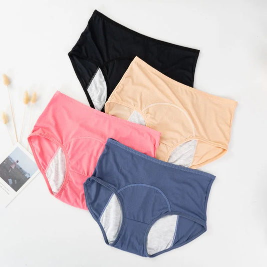 Women’s High-Waist Menstrual Panties – Cotton Leak-Proof Lingerie, Plus Size
