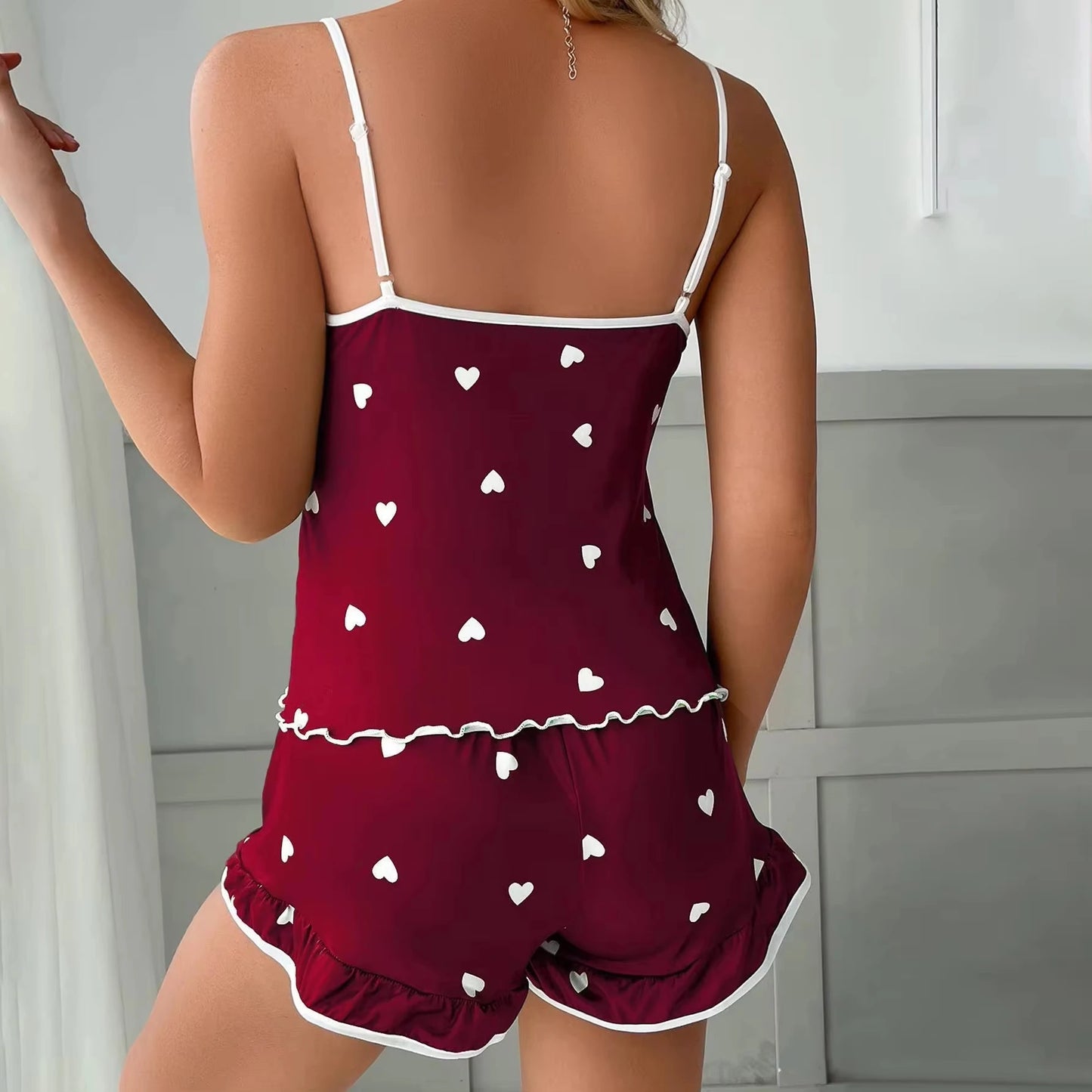 2024 Summer Women's Pajama Set – Soft Printed Vest & Shorts, Large Size, Casual Cute Sleepwear with Suspenders