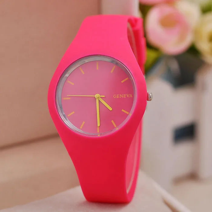 Geneva Women's Pink Silicone Sport Quartz Watch
