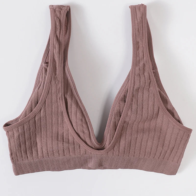 Deep V Push-Up Seamless Bra – Wireless & Padded
