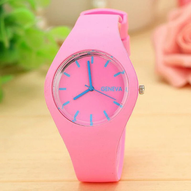 Geneva Women's Pink Silicone Sport Quartz Watch