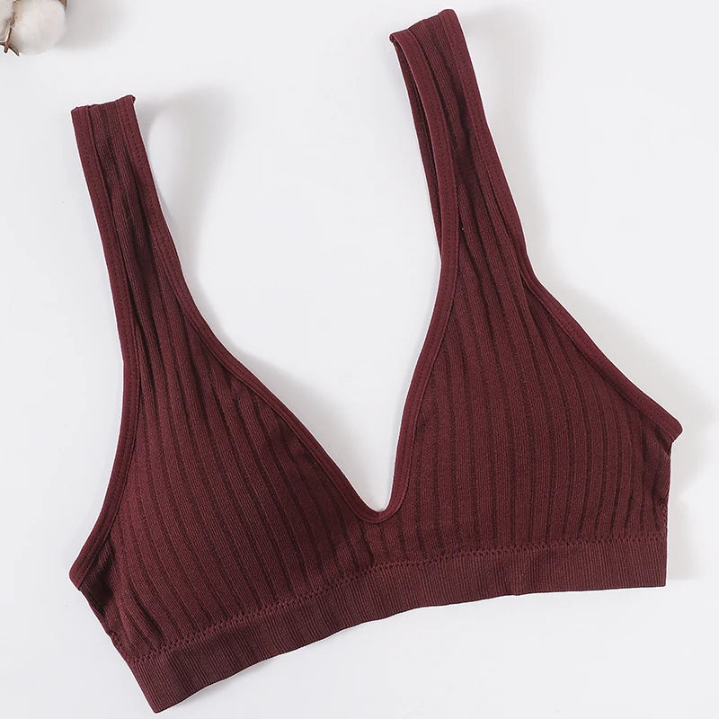 Deep V Push-Up Seamless Bra – Wireless & Padded