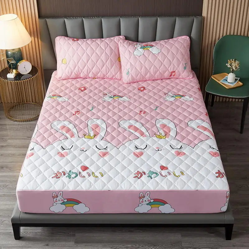 Bonenjoy Quilted Waterproof Fitted Sheet – Elastic Mattress Cover, Queen/King, Solid Color