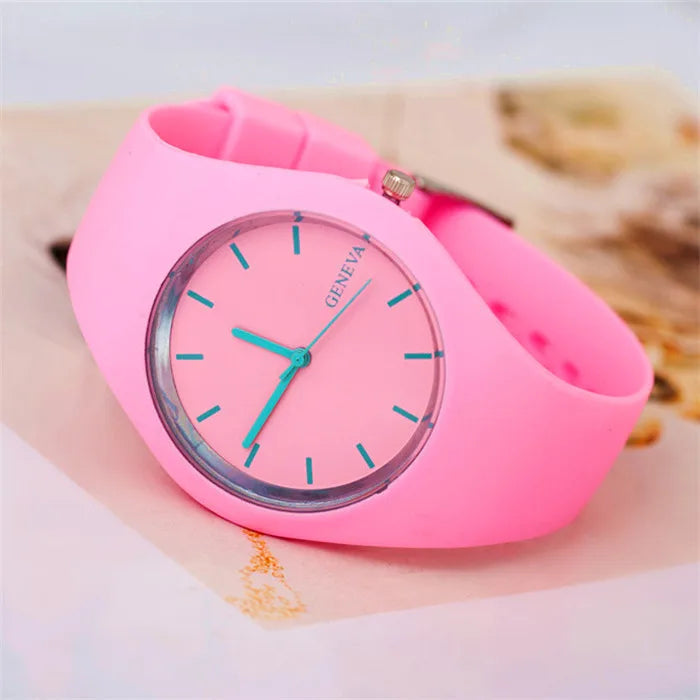 Geneva Women's Pink Silicone Sport Quartz Watch