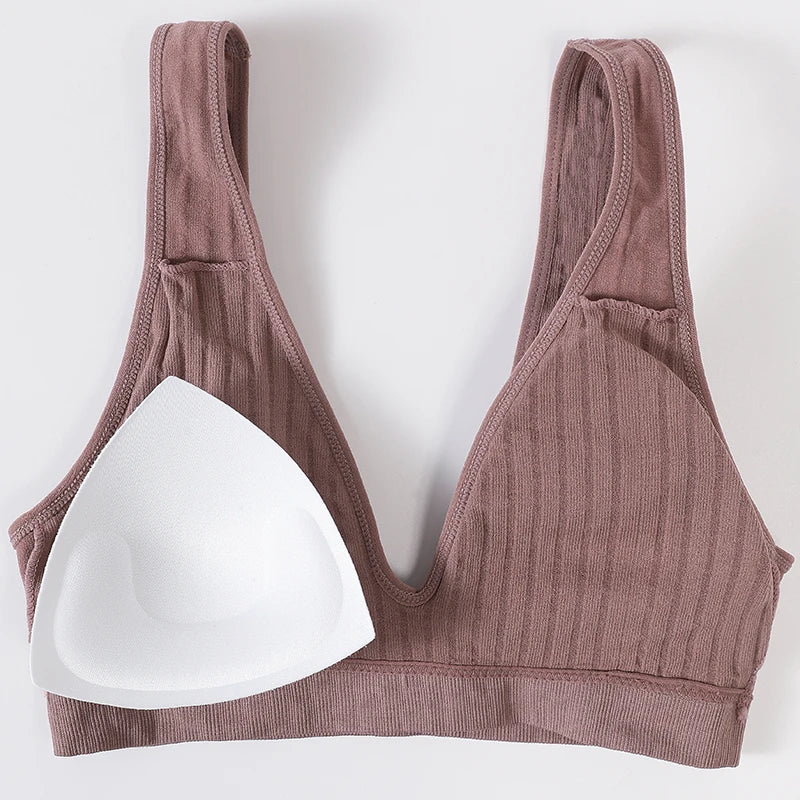 Deep V Push-Up Seamless Bra – Wireless & Padded