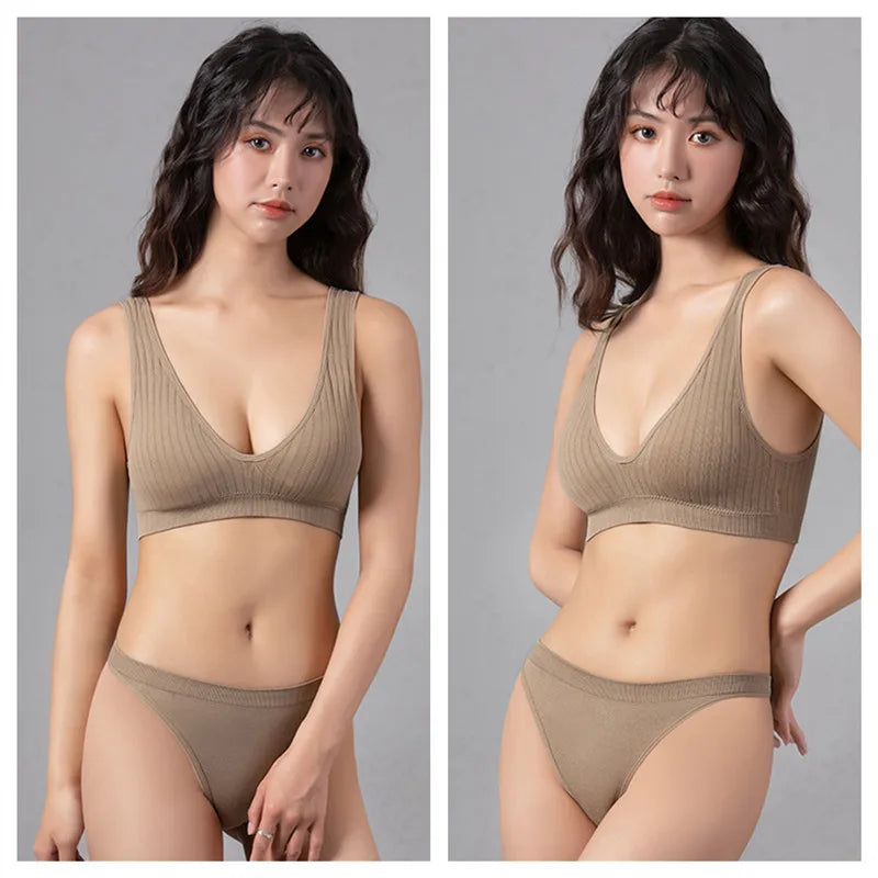Deep V Push-Up Seamless Bra – Wireless & Padded