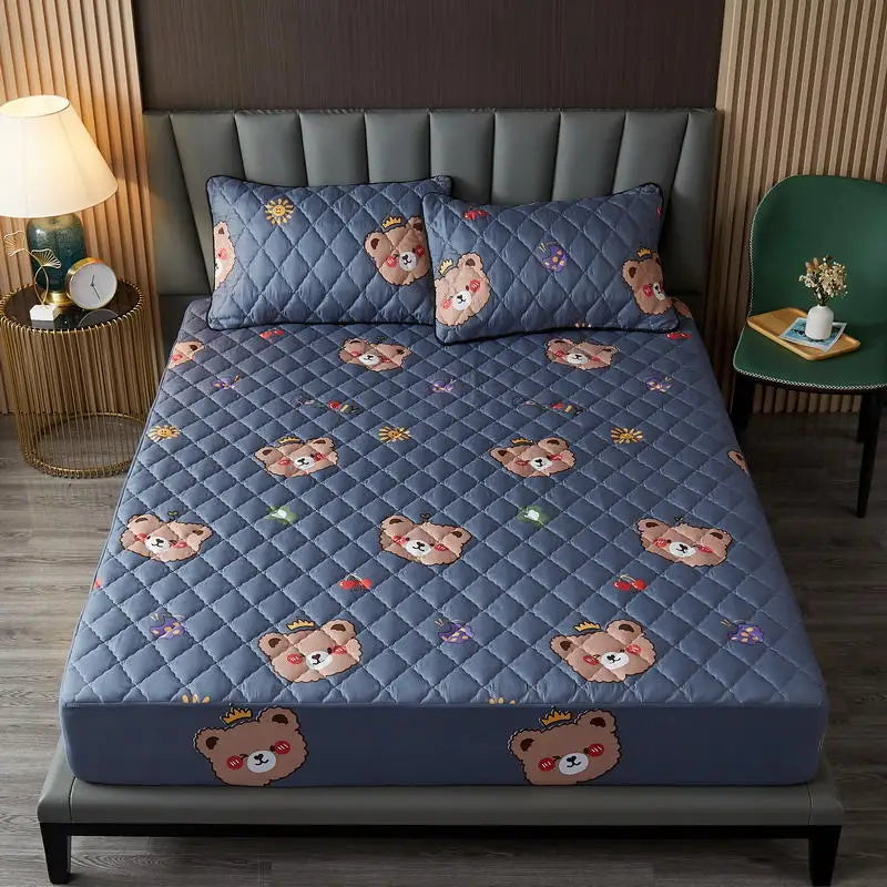Bonenjoy Quilted Waterproof Fitted Sheet – Elastic Mattress Cover, Queen/King, Solid Color