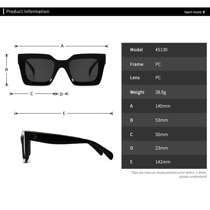 Fashion Vintage Square Sunglasses – UV400, Oversized, Unisex, Designer-Inspired