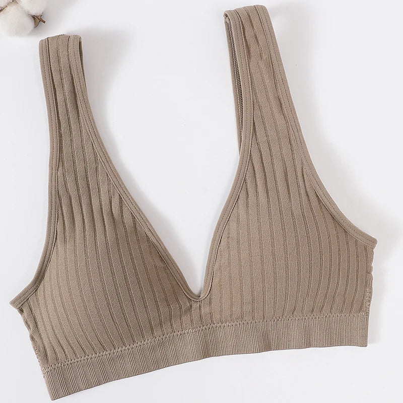 Deep V Push-Up Seamless Bra – Wireless & Padded
