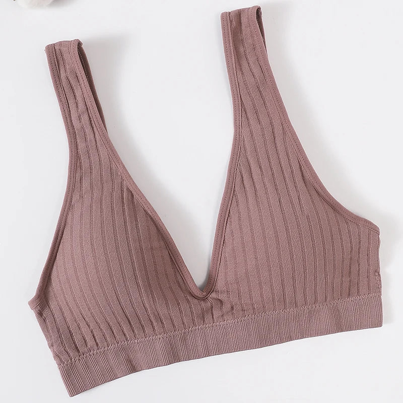 Deep V Push-Up Seamless Bra – Wireless & Padded