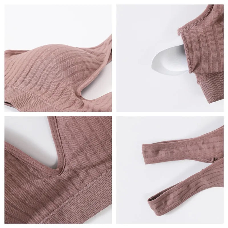 Deep V Push-Up Seamless Bra – Wireless & Padded