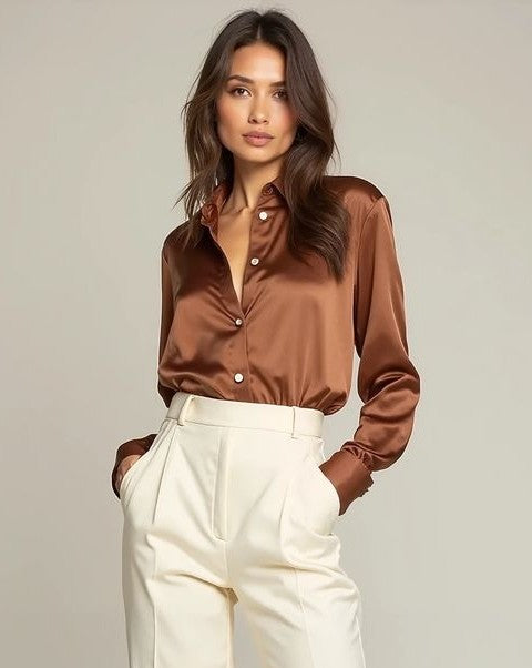 2025 Spring Satin Long Sleeve– Elegant, Sweet & Casual