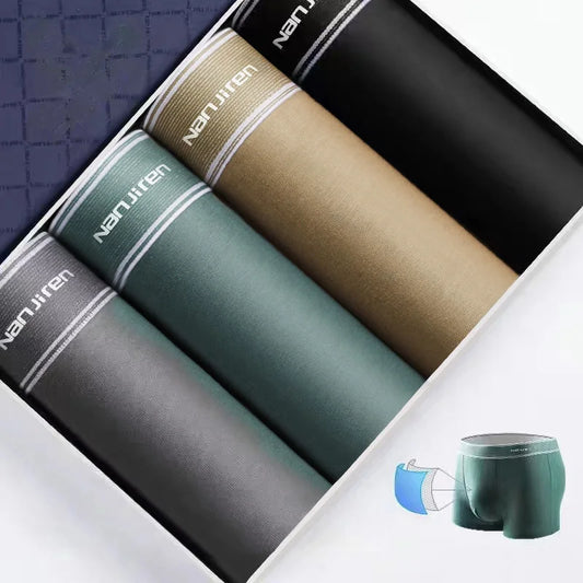 4-Pack Men's Cotton Boxer Briefs – Solid, U-Convex, Plus Size L-6XL