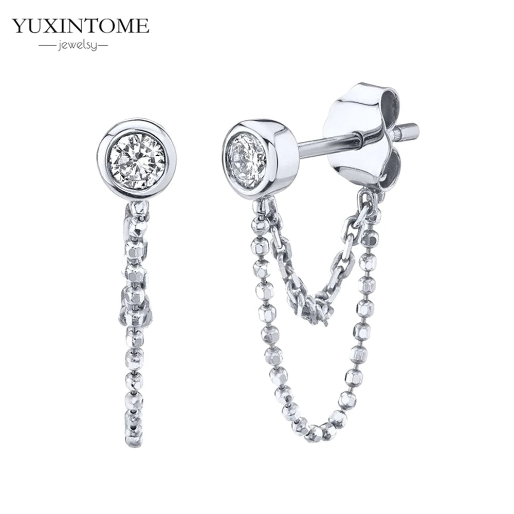 925 Sterling Silver White Zircon Tassel Hoop Earrings — Women’s Luxury Korean Fashion Jewelry 2025