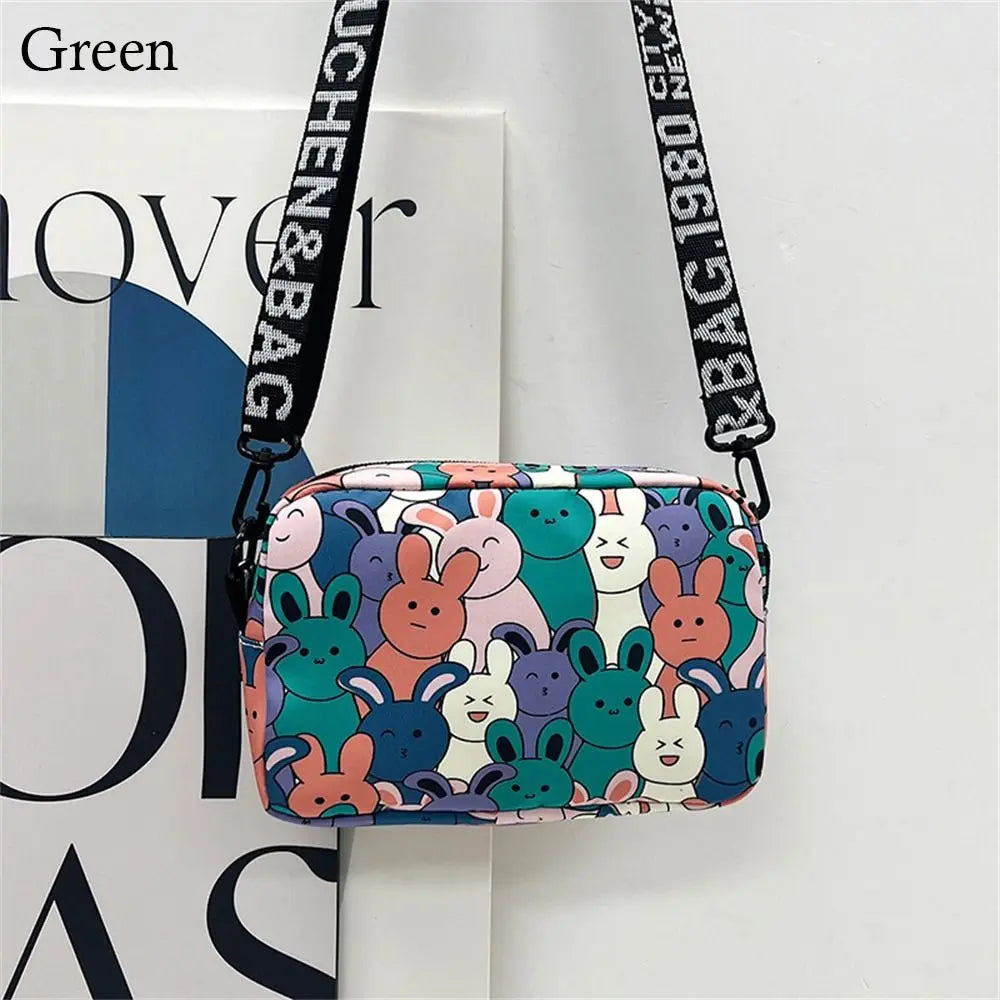 Cute Cartoon Rabbit Oxford Bag – Small Square, Large Capacity Shoulder & Messenger Bag for Women and Girls.