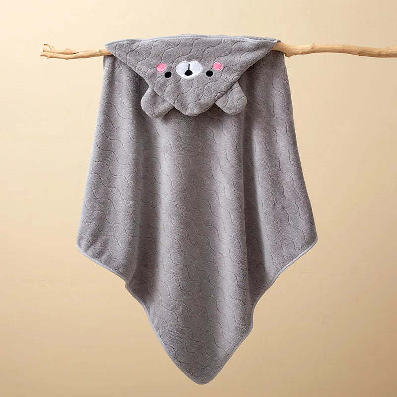 Toddler Hooded Coral Fleece Bath Towel
