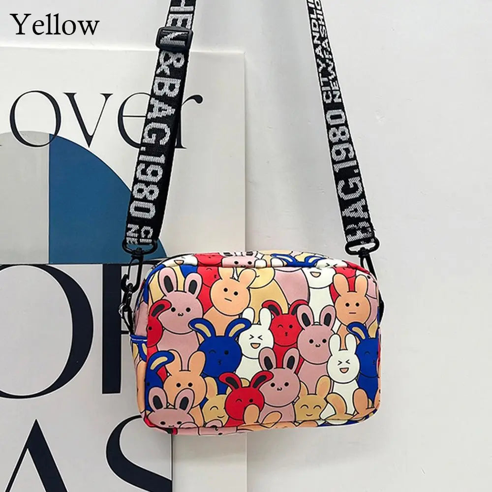 Cute Cartoon Rabbit Oxford Bag – Small Square, Large Capacity Shoulder & Messenger Bag for Women and Girls.