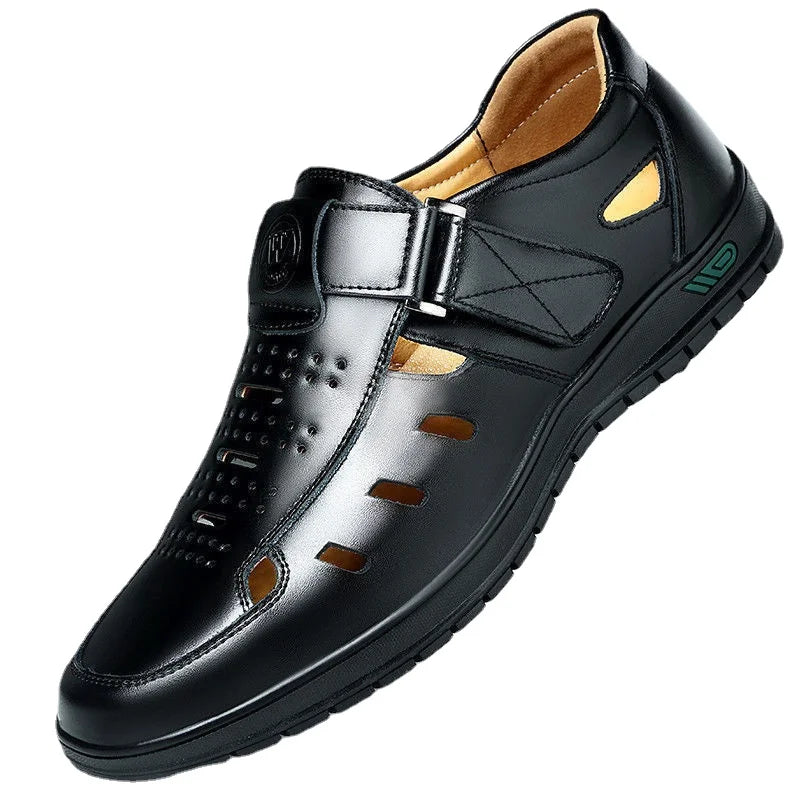 Men’s Leather Sandals – Breathable Slip-On Non-Slip Clogs Outdoor Shoes